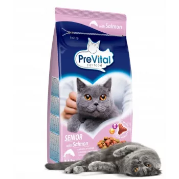 Sausā kaķu barība PREVITAL Senior Salmon 1,4 kg — senioru formula, 31% olbaltumvielu, 9% tauku