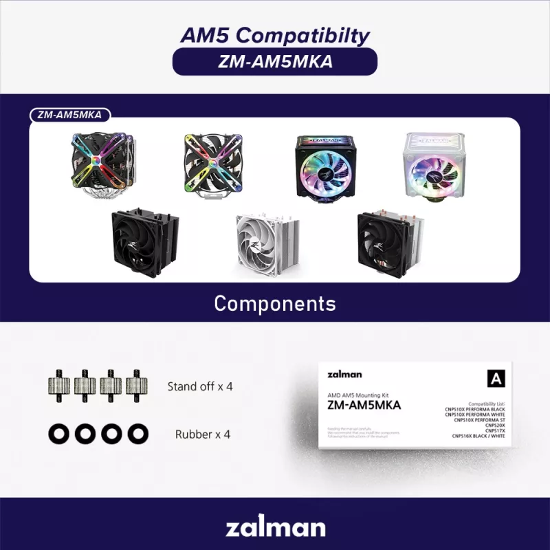Montāžas komplekts ZALMAN ZM-AM5MKA AMD procesoriem — ligzdai saderīgs piederums