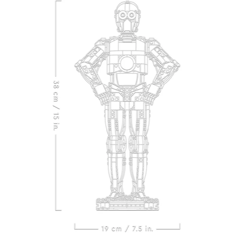 LEGO būvējamā figūra Zvaigžņu kari C-3PO modelis 75398 — 1 138 detaļas, 380 mm izstādāms kolekcionējams priekšmets