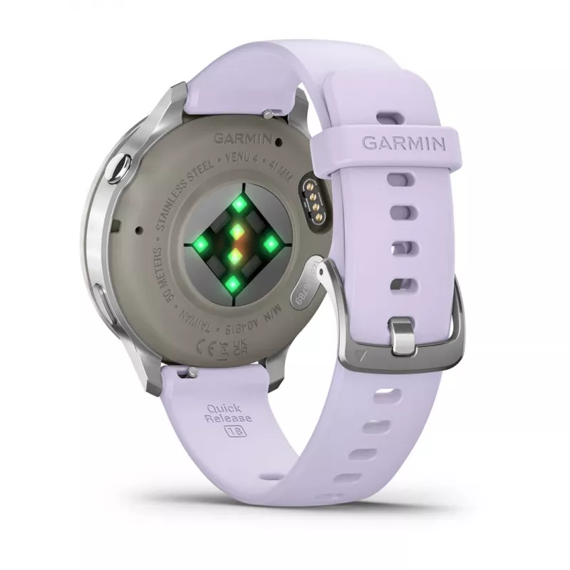 Garmin Venu 4 3.05 cm (1.2) AMOLED 41 mm Digitāls 390 x 390 pikseļi Skārienekrāns Sudrabs Wi-Fi GPS (satelīts)