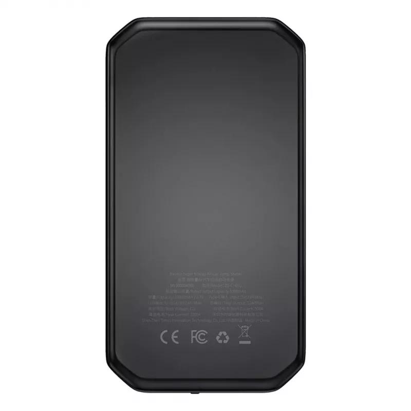 Baseus BS-CH001 - starta iekārta, pastiprinātājs 10000 mAh 12V (1000 A / 500 A) + krokodilsavienojumi (melns)