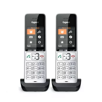 Gigaset COMFORT 500HX duo Analog/DECT telefons ar zvanītāja ID, melns, sudrabs