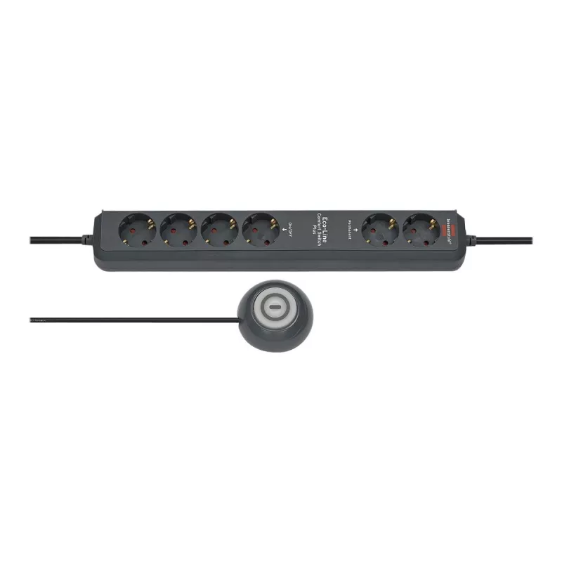 Strāvas pagarinātājs Brennenstuhl Eco-Line Comfort Switch 2m 6 maiņstrāvas rozetes