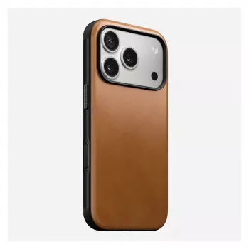 Mobilā tālruņa maciņš Nomad Modern Leather Case vāciņš iPhone 17 Pro, 16 cm (6,3 collas), dzeltenbrūns, āda un PC/TPU
