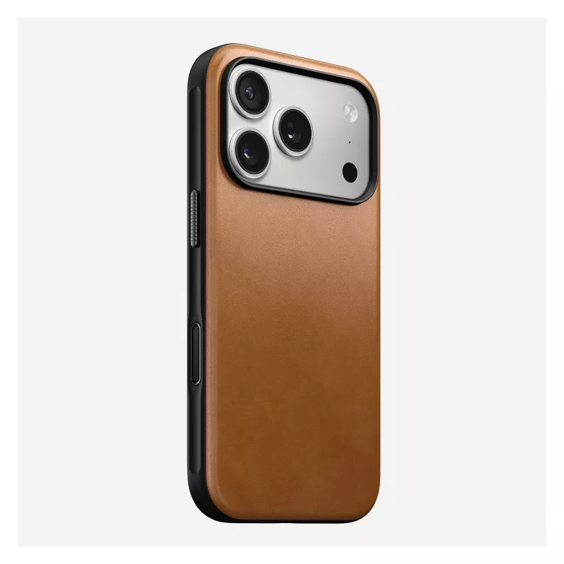 Mobilā tālruņa maciņš Nomad Modern Leather Case vāciņš iPhone 17 Pro, 16 cm (6,3 collas), dzeltenbrūns, āda un PC/TPU