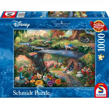 Schmidt Spiele 59636 Thomas Kinkade Disney Alise Brīnumzemē puzle, 1000 gabaliņu, kontūra, multfilmu varoņi