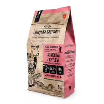 Sausā kaķu barība wiejskazagroda Rural Farm Lamb with Krill, pieaugušiem kaķiem, bez graudiem, 5 kg, 44% olbaltumvielu, 15% tauku