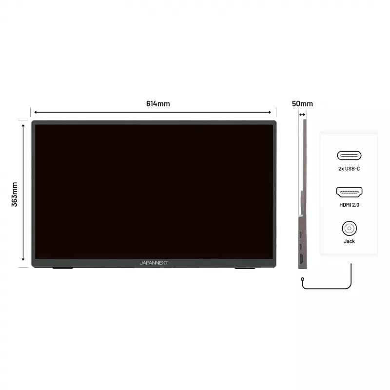 JAPANNEXT JN-MD-I156FHDR-T datora monitors 39,6 cm (15,6 collas) 1920 x 1080 pikseļi Full HD LED Skārienekrāns Pelēks