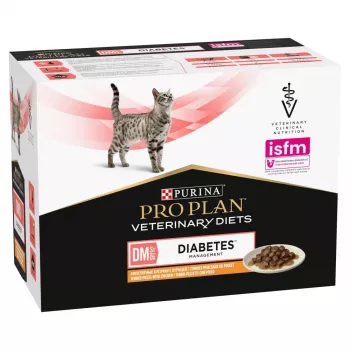 PURINA Pro Plan Veterinary Diets DM St/Ox Diabetes Management - mitrā kaķu barība - 10 x 85g