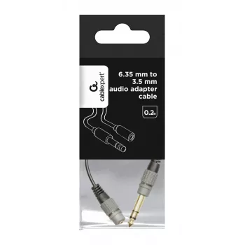 Audio kabelis Gembird A-63M35F-0.2M 6.35mm tēviņš uz 3.5mm mātīte melns