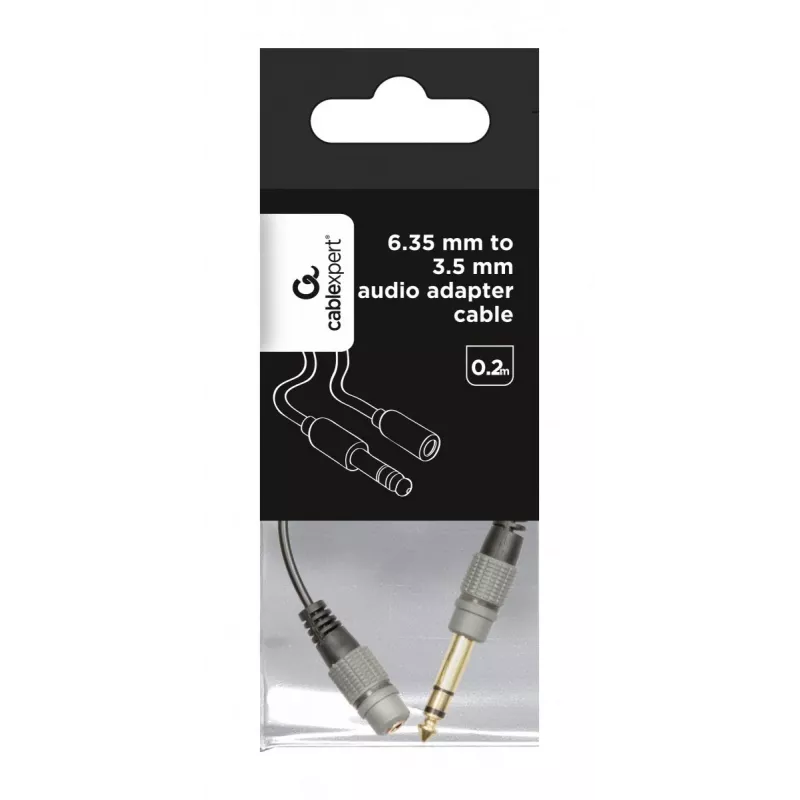 Audio kabelis Gembird A-63M35F-0.2M 6.35mm tēviņš uz 3.5mm mātīte melns