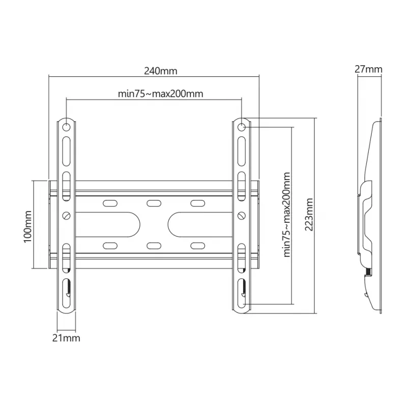 Montāžas kronšteins SBOX PLB-2522F-2 kravām 23–43/45 kg, plāksne 200×200 mm