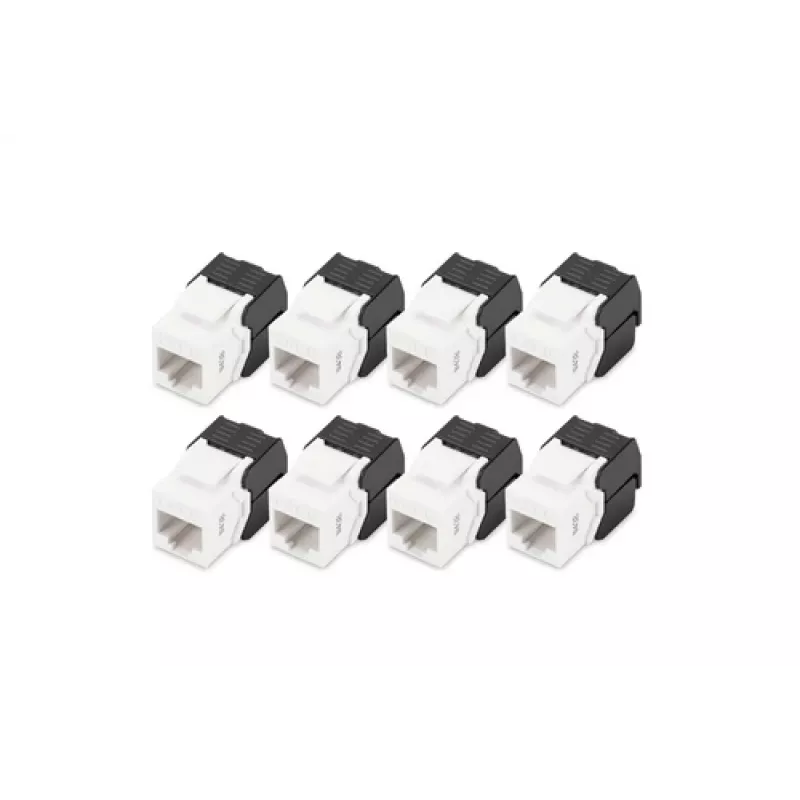 Digitus CAT 6 Keystone Jack neekranēts 8 gab. plakans melns balts RJ-45