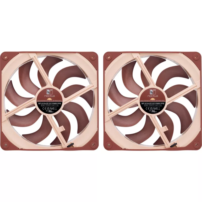 Noctua NF-A14x25 G2 PWM Sx2 PP 140mm divu ventilatoru komplekts