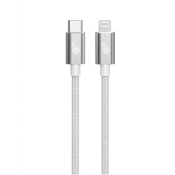 TB kabelis USB-C - Lightning braided 1m, Sudraba
