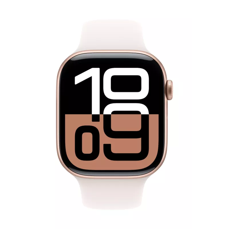 Watch Series 10 GPS 46 mm rozā zelta alumīnija korpuss ar Light Blush sporta siksniņu - S/M