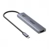 USB-C centrmezgls Unitek H1124AGY01 ar 100W PD, HDMI 2.0, 2x USB‑A, 2x USB‑C, SD/microSD lasītāju — alumīnija