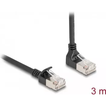 Tīkla kabelis DeLOCK RJ45 Cat.6A 3m Melns 90° lejupvērsts leņķveida