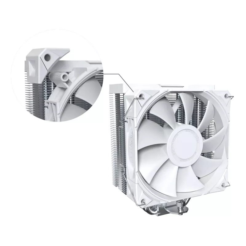 CPU gaisa dzesētājs Montech NX400, 120 mm ventilatori, Balts, izmēri 156×74×120 mm, TDP 270 W