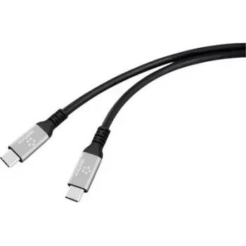 Renkforce USB-C kabelis USB4 spraudnis melns alumīnija spraudnis silikons (RF-6805038)