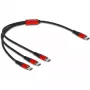 USB uzlādes kabelis DeLOCK 3-in-1 USB Type-C uz 3 x USB Type-C 30 cm melns/sarkans