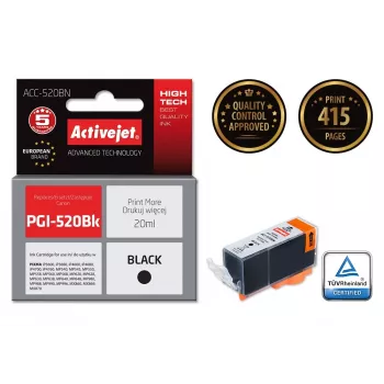 Saderīga tintes kasetne Non-Branded ACC-520BN (aizstāj Canon PGI-520Bk), melna, pigmenta tinte 20 ml, augsta (XL) ietilpība