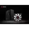 PC korpuss SAVIO Noctis Flow — Cube Mini‑ITX/Micro‑ATX/ATX, 3x120mm priekšā, 1x120mm aizmugurē, 2x3.5 collu + 3x2.5 collu sloti, rūdīts stikls