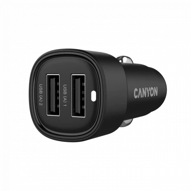 CANYON autolādētājs OnDrive 24 24W 2xUSB-A Melns