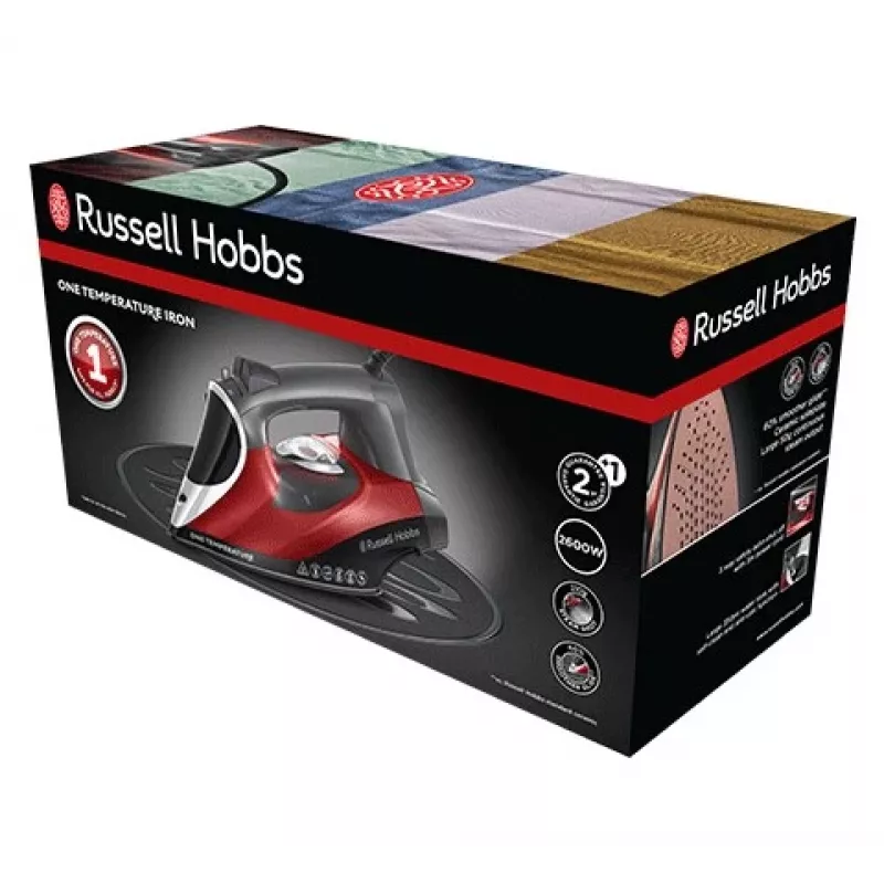Russell Hobbs 25090-56 gludeklis Sausās un tvaika gludināšanas gludeklis Keramikas zole 2600 W Melns, Pelēks, Sarkans