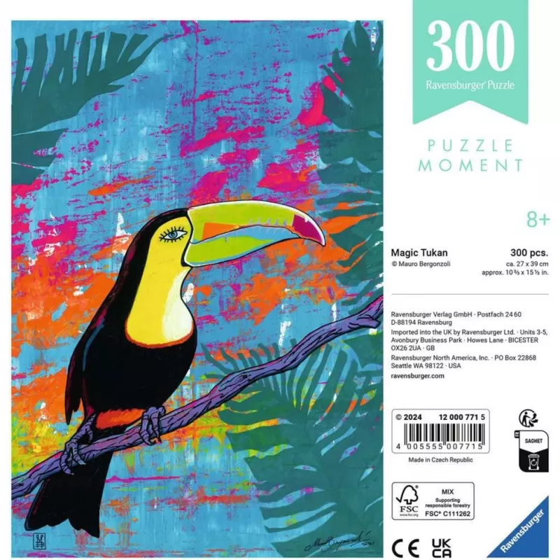 Ravensburger Puzzle Moment — Magic Toucan 300 gabalu puzle, pieaugušajiem/vidējiem prasmju līmeņiem