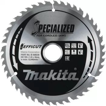Makita Efficut - ripzāģa asmens - kokam, metālam - 190 mm - 45 zobi (B-68638)