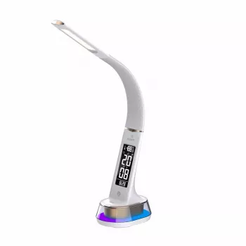 Galda lampa Hawk HW-LAMP05 balta LED regulējama — kompakta LED darba lampa ar regulējamu roku
