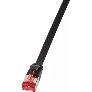 LogiLink SlimLine - komutācijas kabelis - RJ-45 (V) uz RJ-45 (V) - 1 m - U/FTP, PiMF - CAT 6a - formēts, neaizķerams, plakans - melns