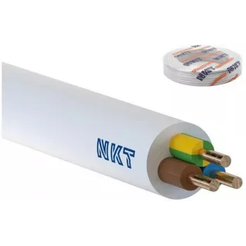 Apaļais instalācijas kabelis YDY 3x2.5 mm² 450V – viendzīslu elastīgs vads, dzeltenbaltā krāsā