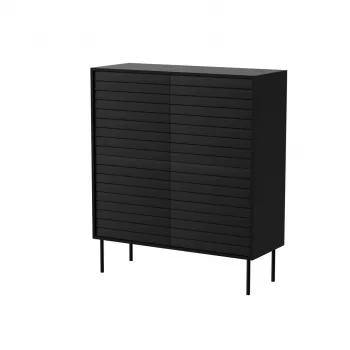 Kumode cama meble CORTINA 102x40x118 cm, melna, skaidu plātņu korpuss, 16 mm, durvis 18 mm
