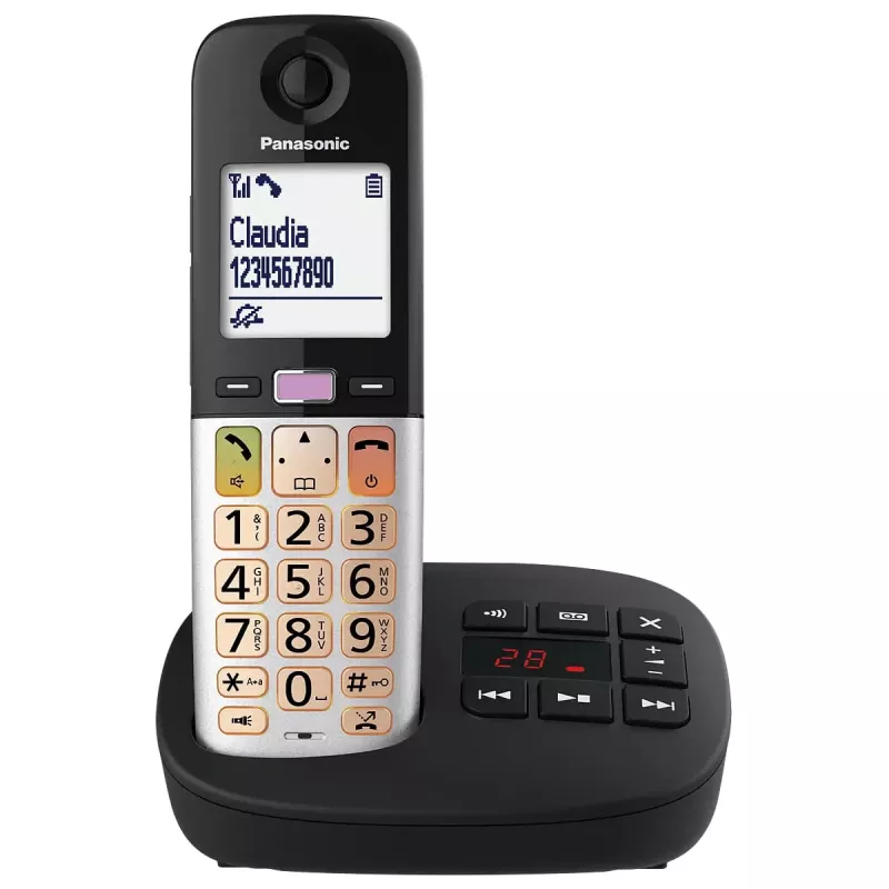 DECT telefons Panasonic KX-TGU430 bezvadu klausule, skaļrunis, zvanītāja ID, 2,4 collu displejs, 1000 ierakstu tālruņu grāmata, pelēks/melns