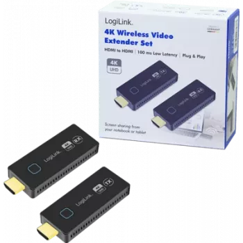 Bezvadu HDMI pārraides komplekts LOGILINK HDW0102 — 30 m diapazons, HDMI bezvadu raidītājs un uztvērējs