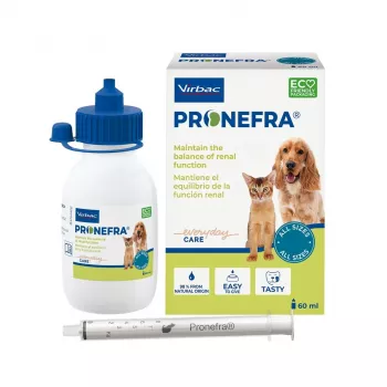 VIRBAC veterinārais papildinājums PRONEFRA 60 ml — nieru atbalsts suņiem un kaķiem