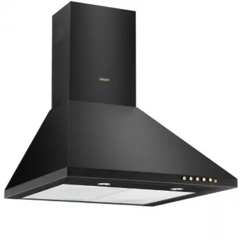 Pie sienas stiprināms tvaika nosūcējs AKPO WK-4 Classic GOLD 60 Melns, 600×500 mm, motors 106 W, 3 ātrumi, halogēna apgaismojums