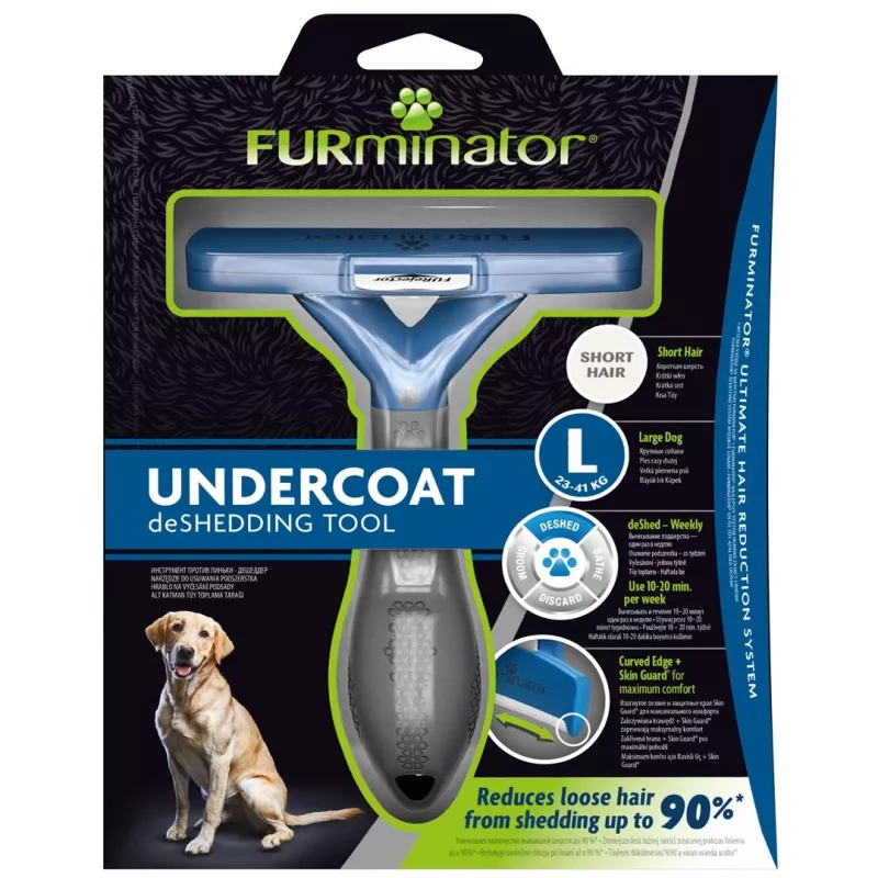 FURminator L apmatojuma noņemšanas rīks īsspalvainiem suņiem, Maxi (26–44 kg), melns, 420 g