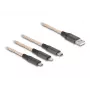 DeLOCK USB kabelis 1,2m USB 2.0 USB A USB C/Micro-USB B/Lightning Caurspīdīgs
