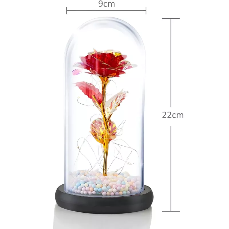 Mūžīgā roze stiklā Extralink Home, sarkans LED mirdzums