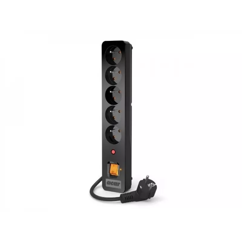 Acar X5/1,5 pagarinātājs ar 5 kontaktligzdām un pārsprieguma aizsardzību 1,5 M Acar X5-Black