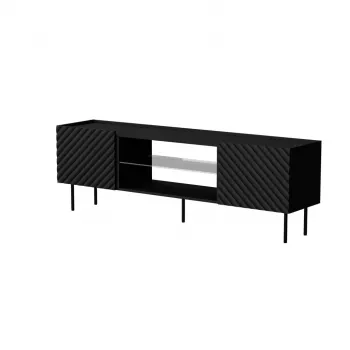 Cama meble LUCCA TV skapis 180x40x59 cm, melna skaidu plātnes virsma, melns rāmis