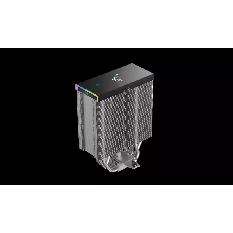Dzesētājs DeepCool AK500S Digital SE — 120 mm ventilators, atbalsta LGA1700/AM5/AM4 un Intel LGA115x/1200 ligzdas, melns