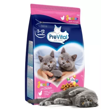 Sausā kaķu barība PREVITAL Junior Chicken 950 g — granulas kaķēniem, 35% olbaltumvielu, 12% tauku
