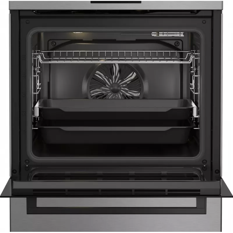 Brīvi stāvoša gāzes-elektriskā plīts BEKO FBM62330GXTN 60 cm, 4 degļu gāzes plīts virsma, 72 L elektriskā cepeškrāsns, energoefektivitātes klase A
