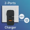 Qoltec 52380 Super Quick PD lādētājs | 1xUSB-C | 1xUSB | 65W | 5-20V | 1.5-3.25A | Melns