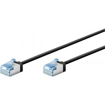 Goobay Ultra-Flexible CAT 6A komutācijas kabelis plāns U/FTP Melns - extra-short plug (74316)