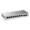 Pārvaldāms L2 Gigabit slēdzis Zyxel GS1200-10v3 — 8 x Gigabit (10/100/1000), 20 Gbps, MAC 4000, darbvirsmas, pelēks